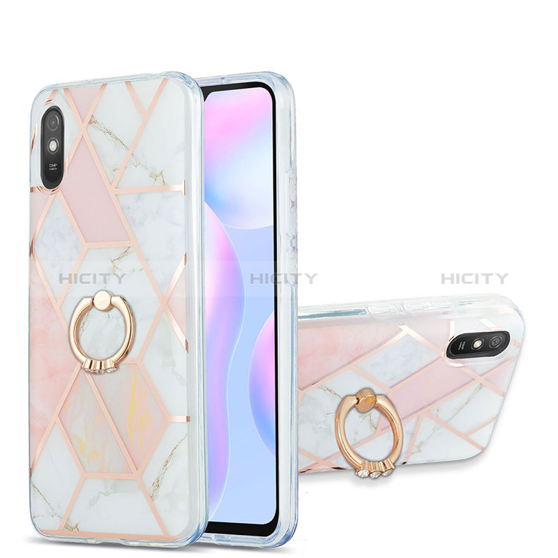 Handyhülle Silikon Hülle Gummi Schutzhülle Flexible Modisch Muster mit Fingerring Ständer Y01B für Xiaomi Redmi 9A groß