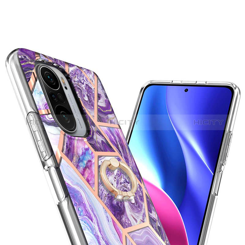 Handyhülle Silikon Hülle Gummi Schutzhülle Flexible Modisch Muster mit Fingerring Ständer Y01B für Xiaomi Redmi K40 Pro 5G