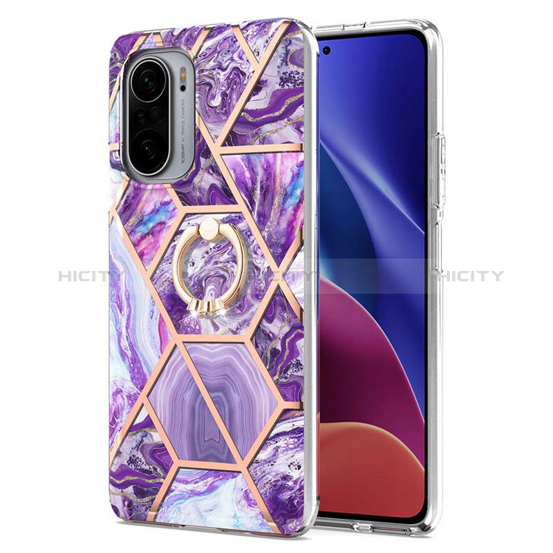 Handyhülle Silikon Hülle Gummi Schutzhülle Flexible Modisch Muster mit Fingerring Ständer Y01B für Xiaomi Redmi K40 Pro+ Plus 5G groß