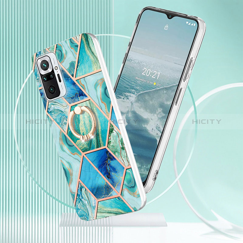 Handyhülle Silikon Hülle Gummi Schutzhülle Flexible Modisch Muster mit Fingerring Ständer Y01B für Xiaomi Redmi Note 10 Pro 4G groß