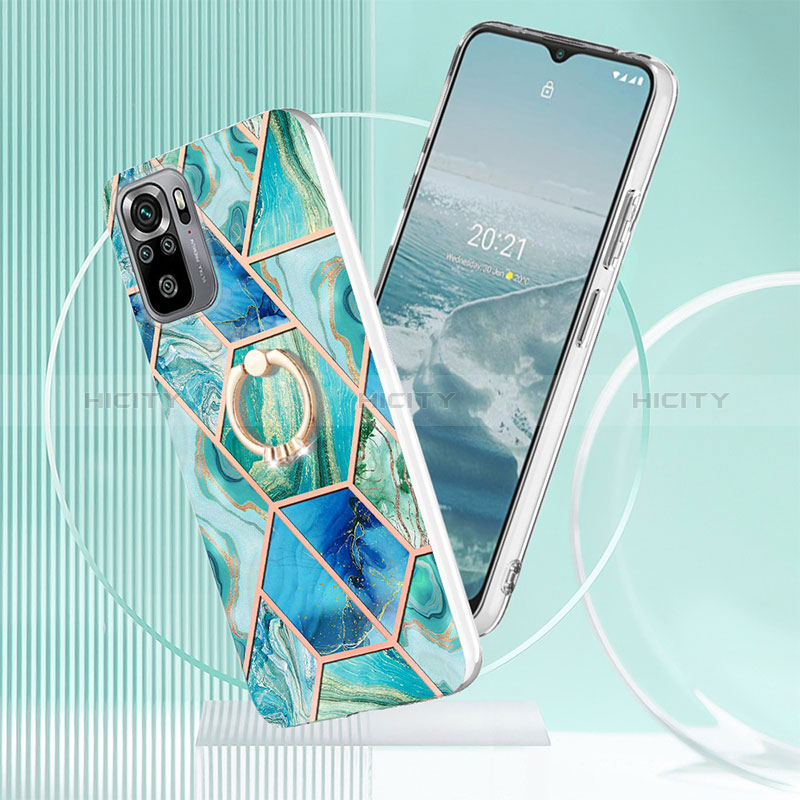 Handyhülle Silikon Hülle Gummi Schutzhülle Flexible Modisch Muster mit Fingerring Ständer Y01B für Xiaomi Redmi Note 10S 4G groß