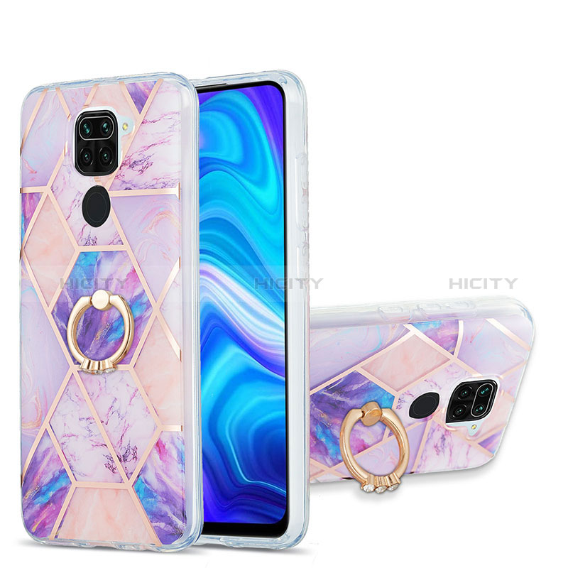 Handyhülle Silikon Hülle Gummi Schutzhülle Flexible Modisch Muster mit Fingerring Ständer Y01B für Xiaomi Redmi Note 9