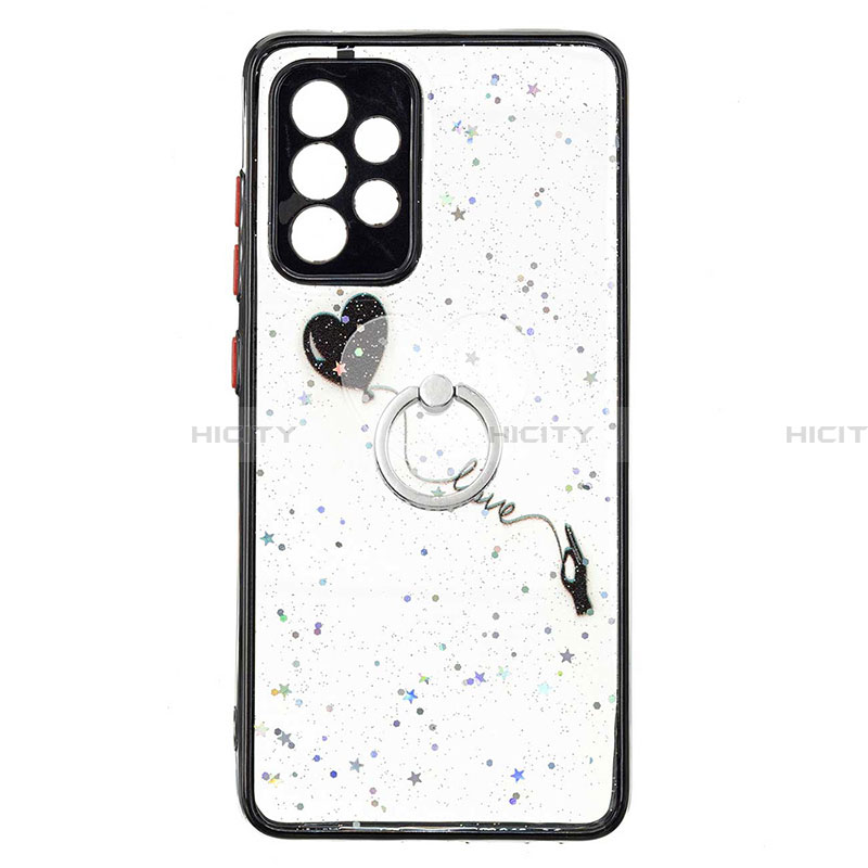 Handyhülle Silikon Hülle Gummi Schutzhülle Flexible Modisch Muster mit Fingerring Ständer Y01X für Samsung Galaxy A33 5G Schwarz Plus