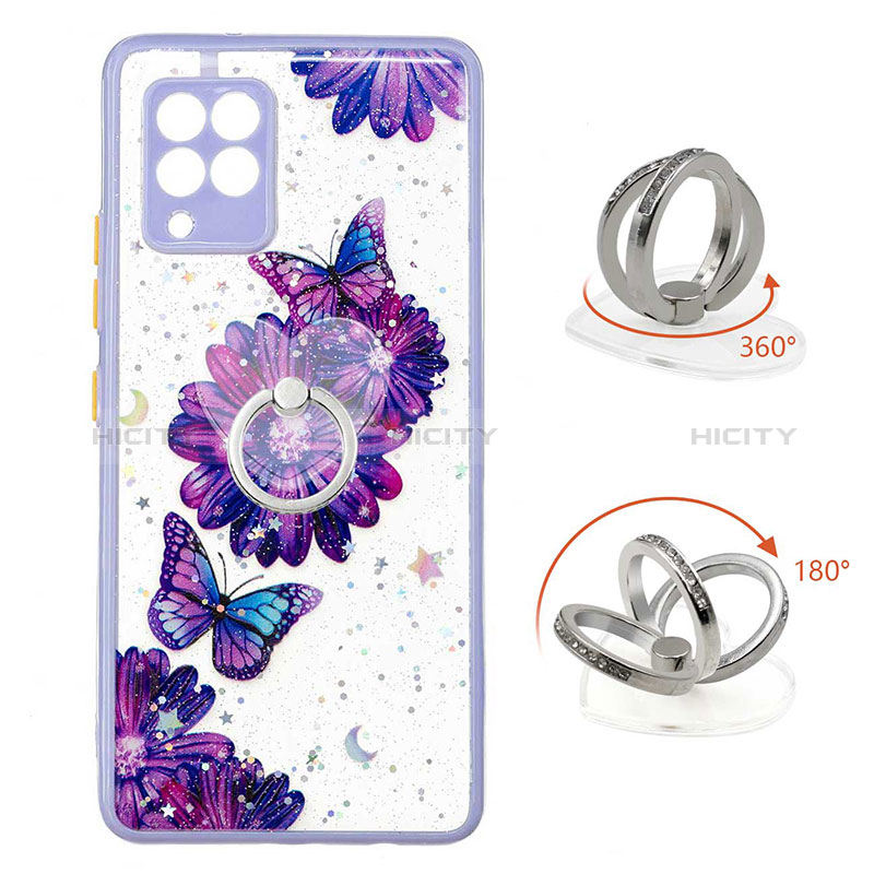 Handyhülle Silikon Hülle Gummi Schutzhülle Flexible Modisch Muster mit Fingerring Ständer Y01X für Samsung Galaxy A42 5G groß