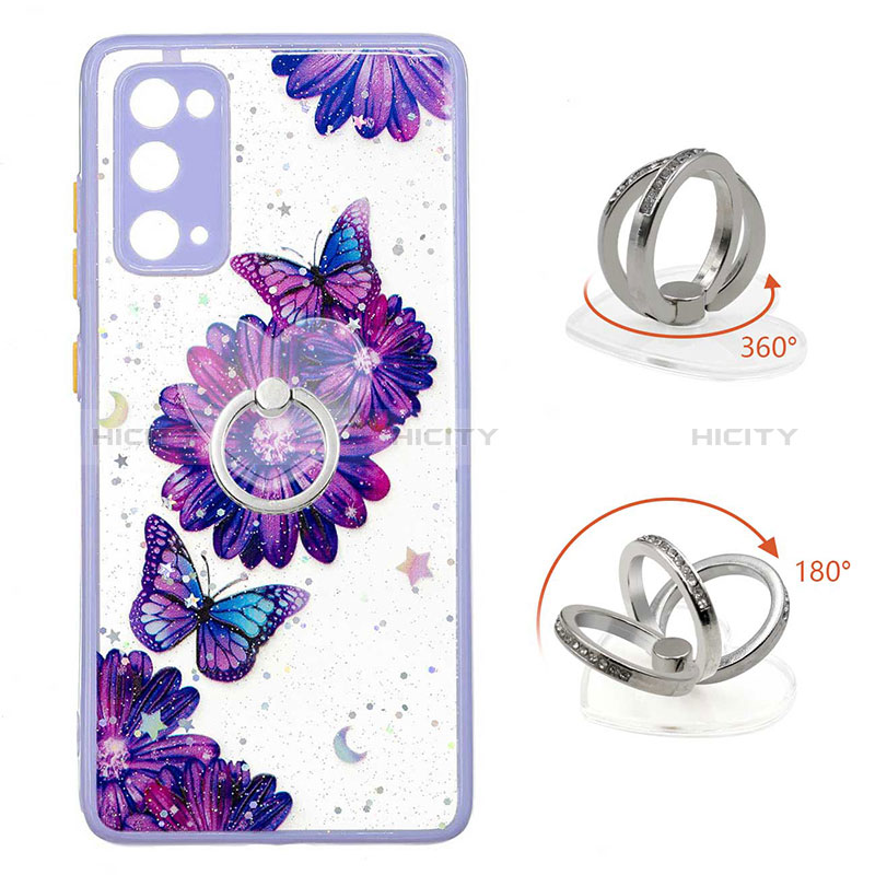 Handyhülle Silikon Hülle Gummi Schutzhülle Flexible Modisch Muster mit Fingerring Ständer Y01X für Samsung Galaxy S20 FE 4G groß