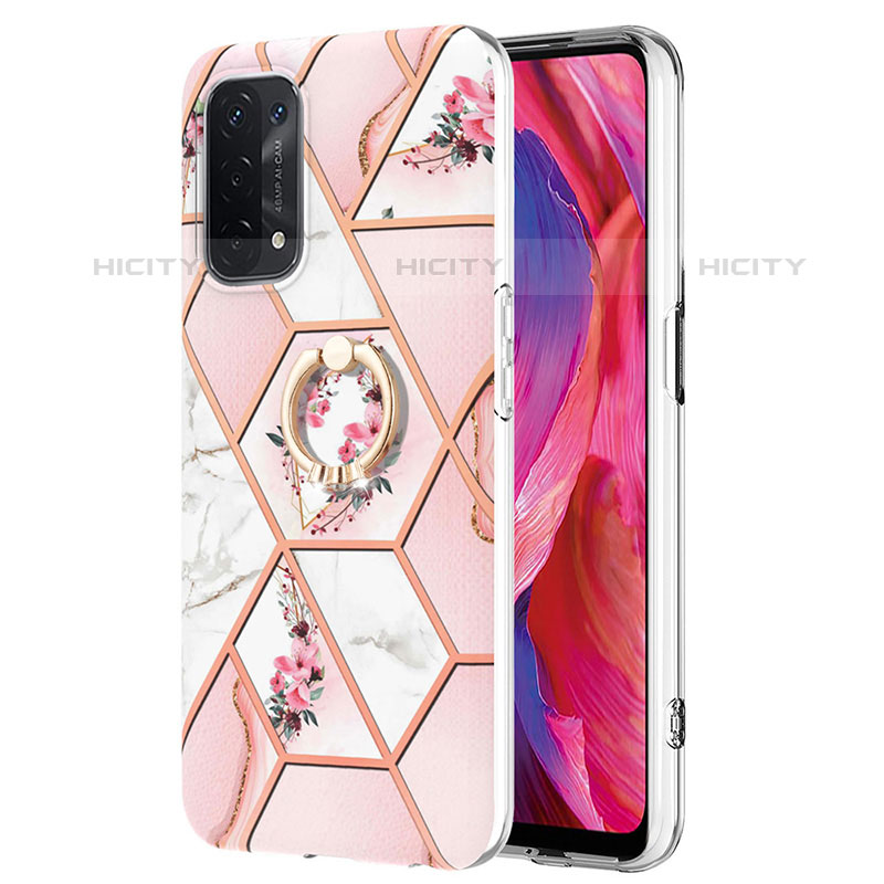 Handyhülle Silikon Hülle Gummi Schutzhülle Flexible Modisch Muster mit Fingerring Ständer Y02B für OnePlus Nord N200 5G Rosa Plus