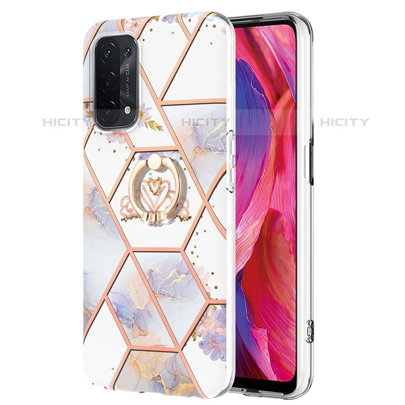 Handyhülle Silikon Hülle Gummi Schutzhülle Flexible Modisch Muster mit Fingerring Ständer Y02B für Oppo A93 5G groß