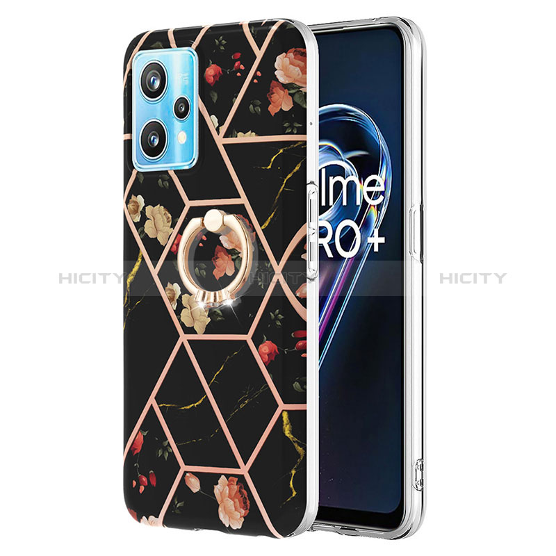 Handyhülle Silikon Hülle Gummi Schutzhülle Flexible Modisch Muster mit Fingerring Ständer Y02B für Realme 9 Pro+ Plus 5G groß