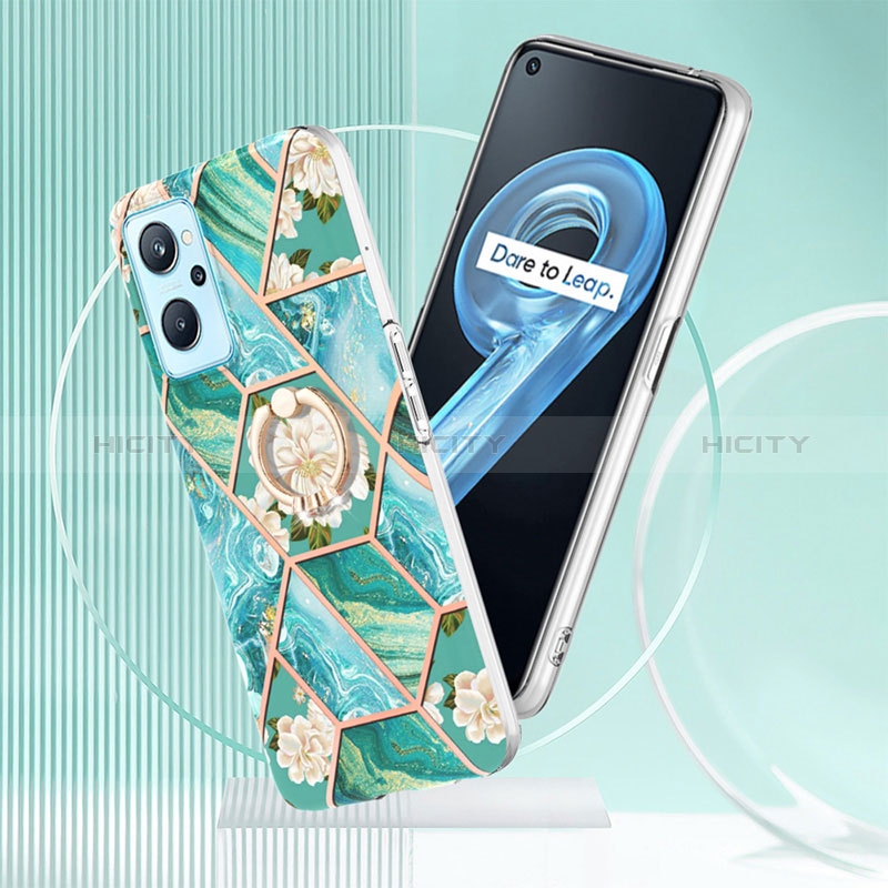 Handyhülle Silikon Hülle Gummi Schutzhülle Flexible Modisch Muster mit Fingerring Ständer Y02B für Realme 9i 4G groß