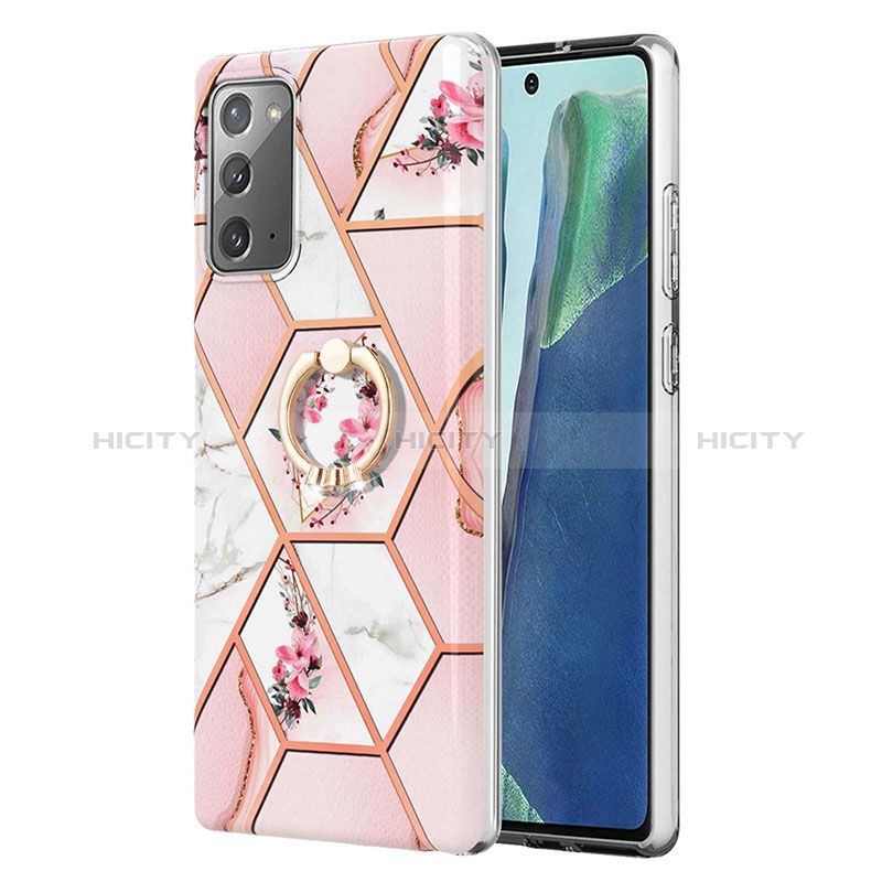 Handyhülle Silikon Hülle Gummi Schutzhülle Flexible Modisch Muster mit Fingerring Ständer Y02B für Samsung Galaxy Note 20 5G groß