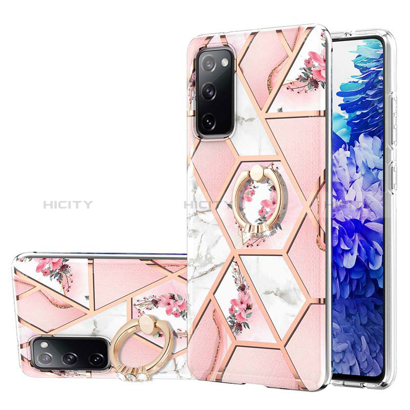 Handyhülle Silikon Hülle Gummi Schutzhülle Flexible Modisch Muster mit Fingerring Ständer Y02B für Samsung Galaxy S20 Lite 5G Rosa