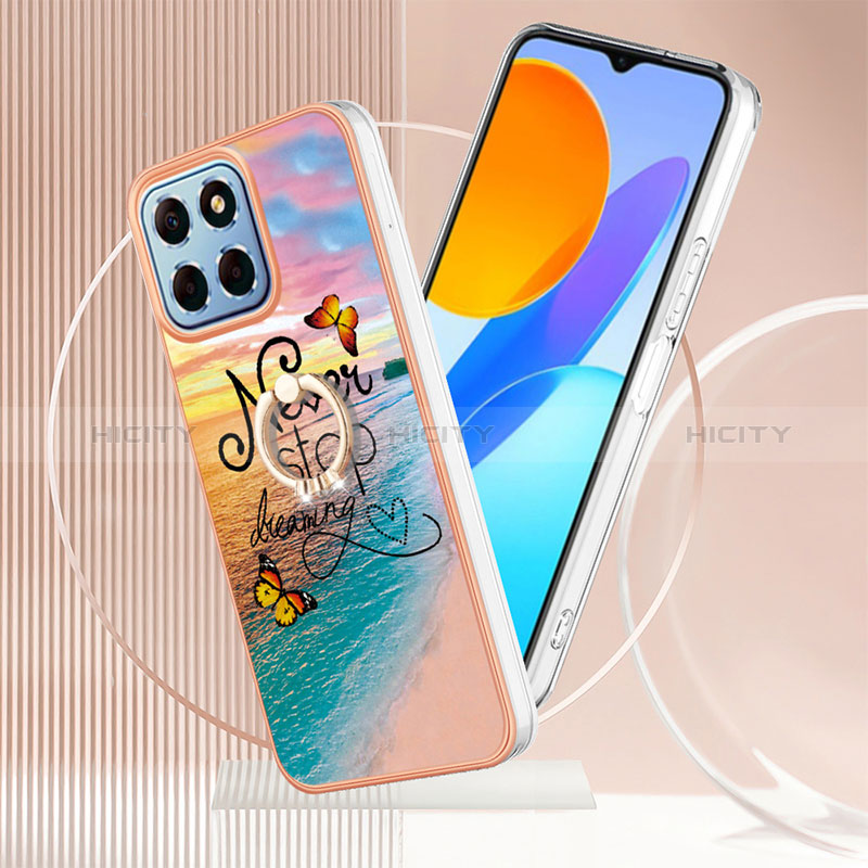 Handyhülle Silikon Hülle Gummi Schutzhülle Flexible Modisch Muster mit Fingerring Ständer Y03B für Huawei Honor 70 Lite 5G