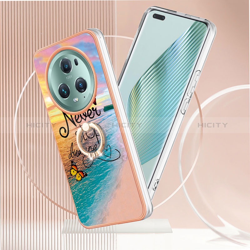 Handyhülle Silikon Hülle Gummi Schutzhülle Flexible Modisch Muster mit Fingerring Ständer Y03B für Huawei Honor Magic5 Pro 5G