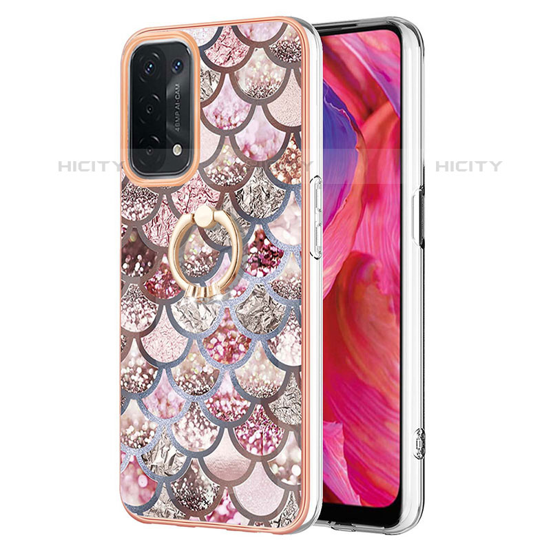 Handyhülle Silikon Hülle Gummi Schutzhülle Flexible Modisch Muster mit Fingerring Ständer Y03B für Oppo A93 5G