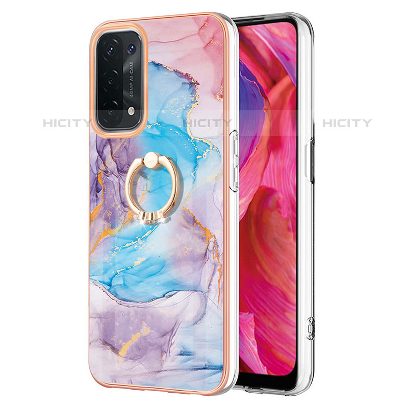 Handyhülle Silikon Hülle Gummi Schutzhülle Flexible Modisch Muster mit Fingerring Ständer Y03B für Oppo A93 5G