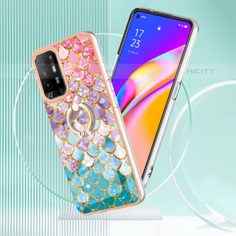 Handyhülle Silikon Hülle Gummi Schutzhülle Flexible Modisch Muster mit Fingerring Ständer Y03B für Oppo A94 5G groß