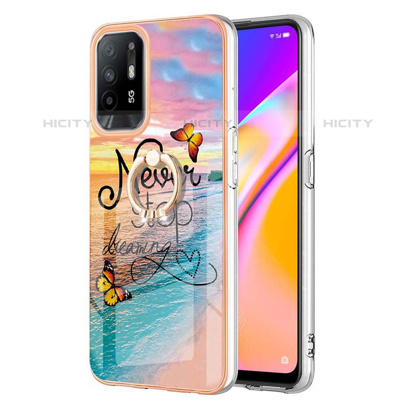 Handyhülle Silikon Hülle Gummi Schutzhülle Flexible Modisch Muster mit Fingerring Ständer Y03B für Oppo A95 5G Plusfarbig Plus