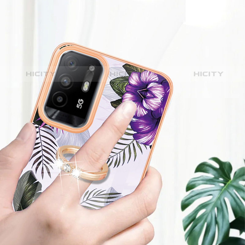 Handyhülle Silikon Hülle Gummi Schutzhülle Flexible Modisch Muster mit Fingerring Ständer Y03B für Oppo F19 Pro+ Plus 5G groß