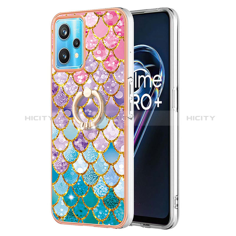 Handyhülle Silikon Hülle Gummi Schutzhülle Flexible Modisch Muster mit Fingerring Ständer Y03B für Realme 9 Pro 5G