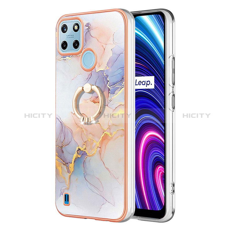 Handyhülle Silikon Hülle Gummi Schutzhülle Flexible Modisch Muster mit Fingerring Ständer Y03B für Realme C21Y