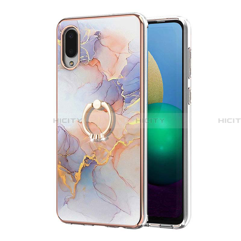 Handyhülle Silikon Hülle Gummi Schutzhülle Flexible Modisch Muster mit Fingerring Ständer Y03B für Samsung Galaxy A02