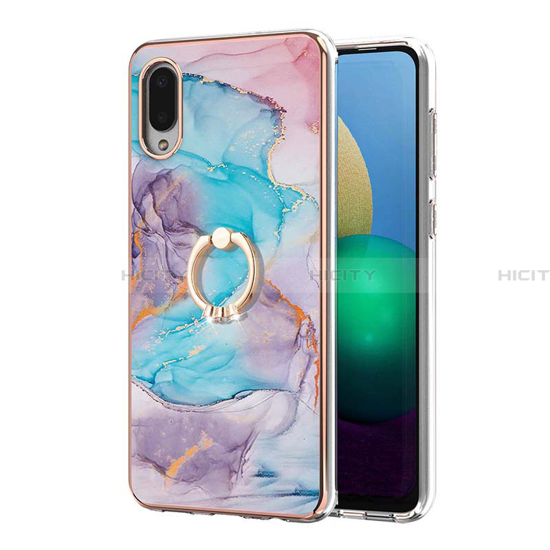 Handyhülle Silikon Hülle Gummi Schutzhülle Flexible Modisch Muster mit Fingerring Ständer Y03B für Samsung Galaxy A02 groß