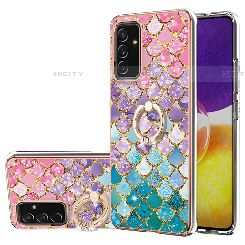 Handyhülle Silikon Hülle Gummi Schutzhülle Flexible Modisch Muster mit Fingerring Ständer Y03B für Samsung Galaxy A05s Bunt