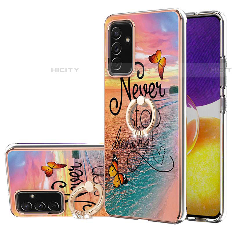 Handyhülle Silikon Hülle Gummi Schutzhülle Flexible Modisch Muster mit Fingerring Ständer Y03B für Samsung Galaxy A05s Plusfarbig