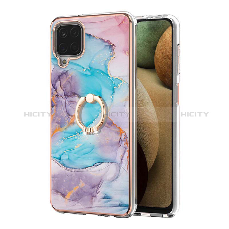 Handyhülle Silikon Hülle Gummi Schutzhülle Flexible Modisch Muster mit Fingerring Ständer Y03B für Samsung Galaxy A12