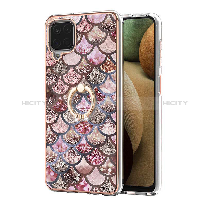 Handyhülle Silikon Hülle Gummi Schutzhülle Flexible Modisch Muster mit Fingerring Ständer Y03B für Samsung Galaxy A12 Nacho