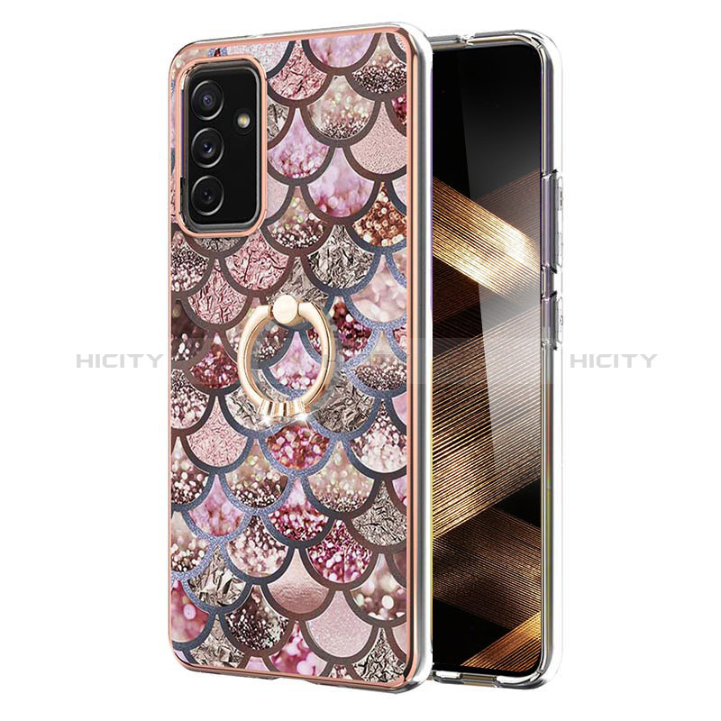 Handyhülle Silikon Hülle Gummi Schutzhülle Flexible Modisch Muster mit Fingerring Ständer Y03B für Samsung Galaxy A15 5G groß