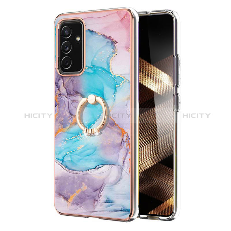 Handyhülle Silikon Hülle Gummi Schutzhülle Flexible Modisch Muster mit Fingerring Ständer Y03B für Samsung Galaxy A15 5G groß