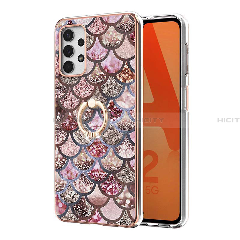 Handyhülle Silikon Hülle Gummi Schutzhülle Flexible Modisch Muster mit Fingerring Ständer Y03B für Samsung Galaxy A23 4G groß