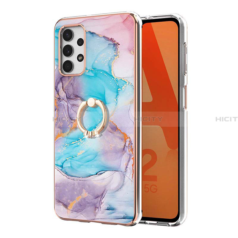 Handyhülle Silikon Hülle Gummi Schutzhülle Flexible Modisch Muster mit Fingerring Ständer Y03B für Samsung Galaxy A32 4G groß