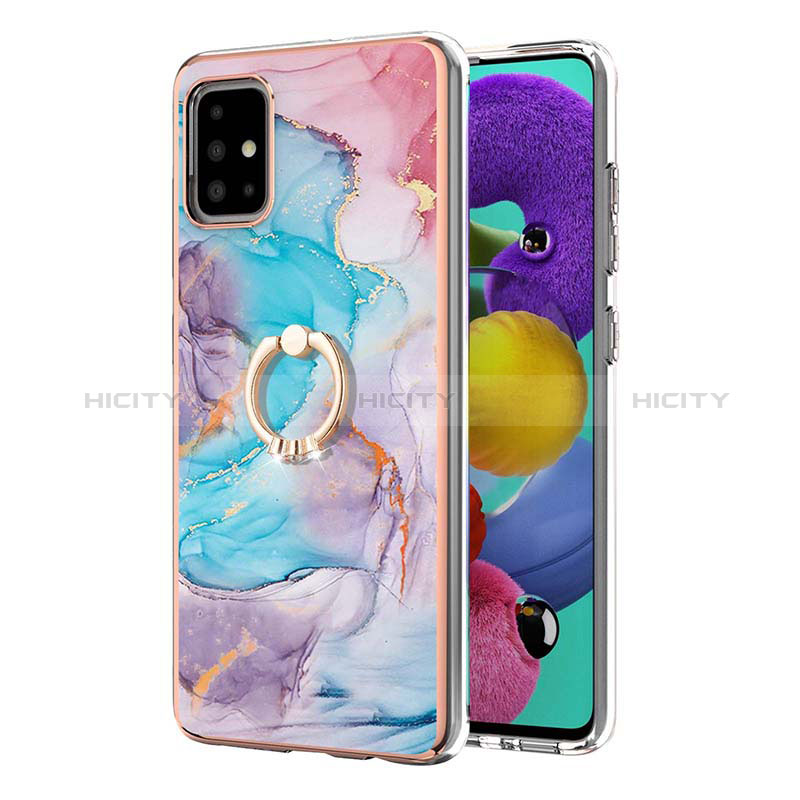 Handyhülle Silikon Hülle Gummi Schutzhülle Flexible Modisch Muster mit Fingerring Ständer Y03B für Samsung Galaxy A51 5G