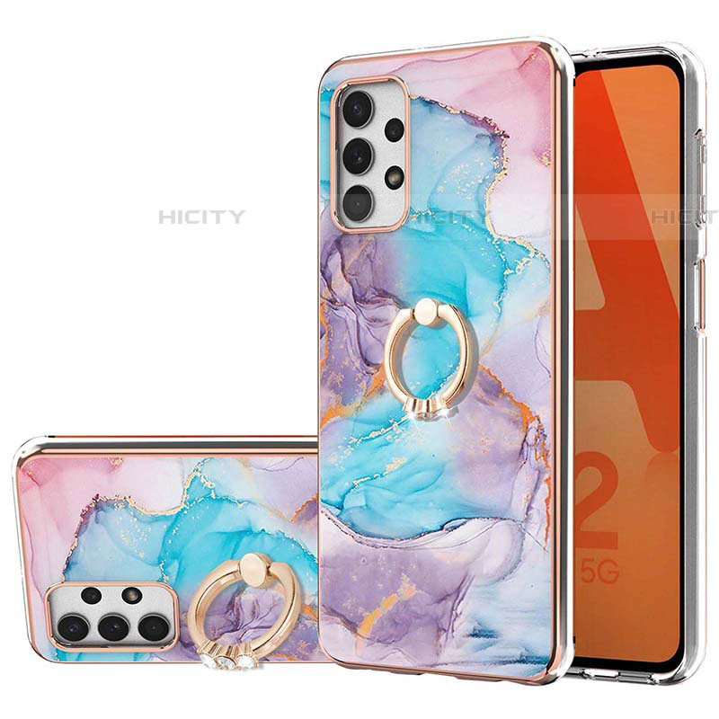 Handyhülle Silikon Hülle Gummi Schutzhülle Flexible Modisch Muster mit Fingerring Ständer Y03B für Samsung Galaxy A53 5G Blau Plus