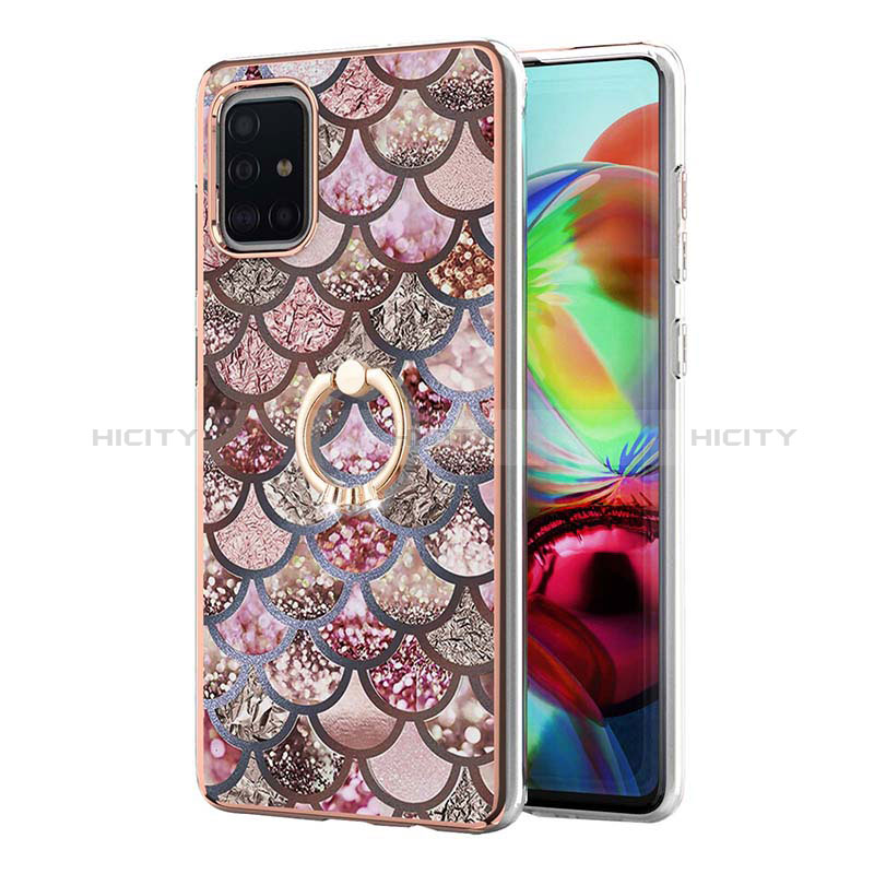 Handyhülle Silikon Hülle Gummi Schutzhülle Flexible Modisch Muster mit Fingerring Ständer Y03B für Samsung Galaxy A71 5G