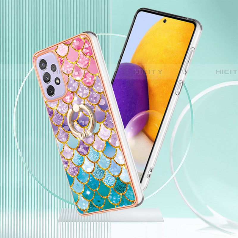 Handyhülle Silikon Hülle Gummi Schutzhülle Flexible Modisch Muster mit Fingerring Ständer Y03B für Samsung Galaxy A73 5G