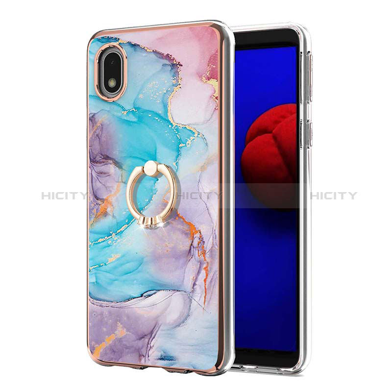 Handyhülle Silikon Hülle Gummi Schutzhülle Flexible Modisch Muster mit Fingerring Ständer Y03B für Samsung Galaxy M01 Core groß