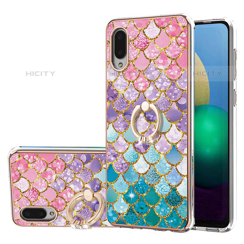 Handyhülle Silikon Hülle Gummi Schutzhülle Flexible Modisch Muster mit Fingerring Ständer Y03B für Samsung Galaxy M02 Bunt Plus