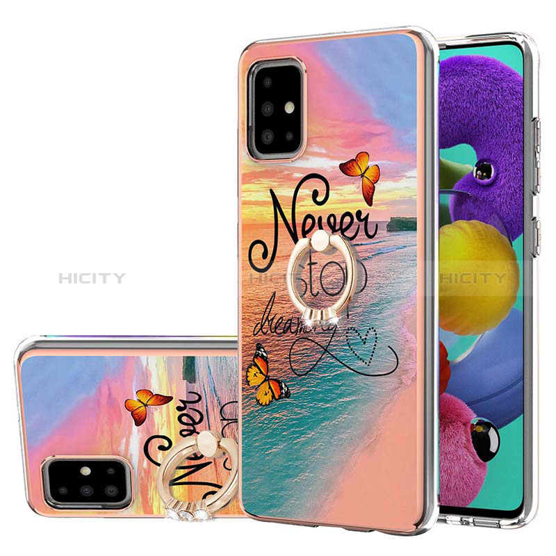 Handyhülle Silikon Hülle Gummi Schutzhülle Flexible Modisch Muster mit Fingerring Ständer Y03B für Samsung Galaxy M40S Plusfarbig Plus