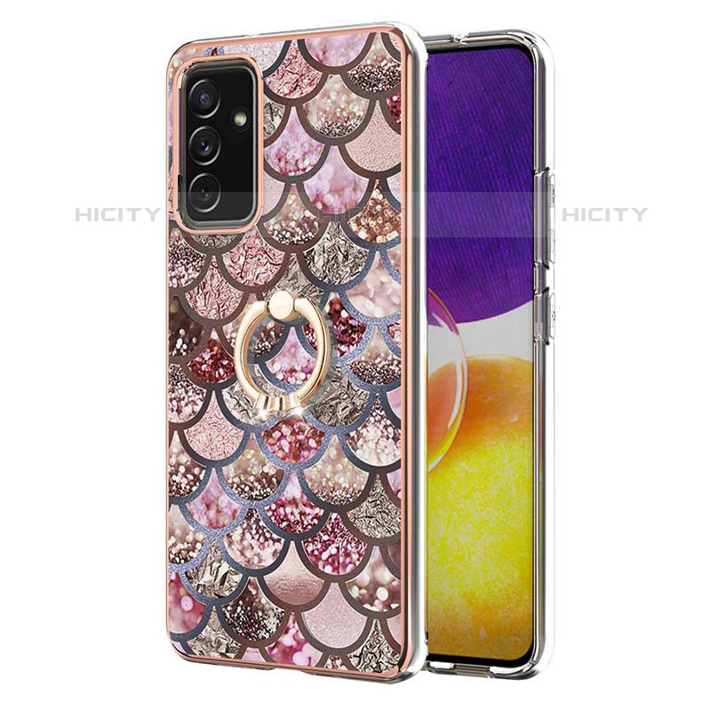 Handyhülle Silikon Hülle Gummi Schutzhülle Flexible Modisch Muster mit Fingerring Ständer Y03B für Samsung Galaxy Quantum2 5G groß