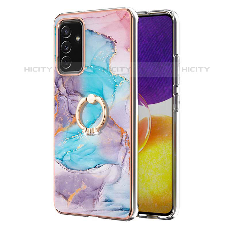 Handyhülle Silikon Hülle Gummi Schutzhülle Flexible Modisch Muster mit Fingerring Ständer Y03B für Samsung Galaxy Quantum2 5G groß