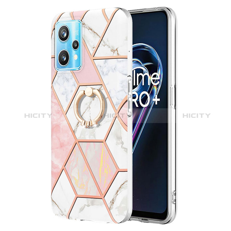 Handyhülle Silikon Hülle Gummi Schutzhülle Flexible Modisch Muster mit Fingerring Ständer Y04B für Realme 9 4G Rosa