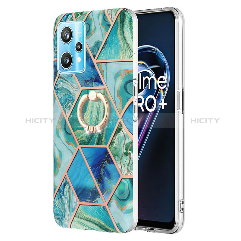 Handyhülle Silikon Hülle Gummi Schutzhülle Flexible Modisch Muster mit Fingerring Ständer Y04B für Realme 9 Pro 5G groß