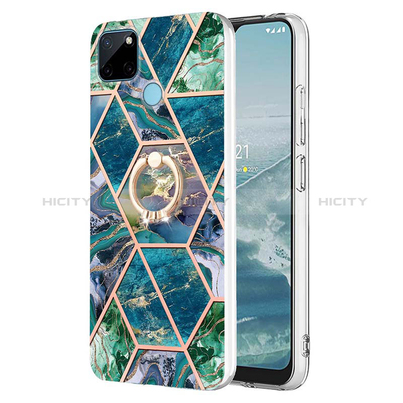 Handyhülle Silikon Hülle Gummi Schutzhülle Flexible Modisch Muster mit Fingerring Ständer Y04B für Realme C21Y