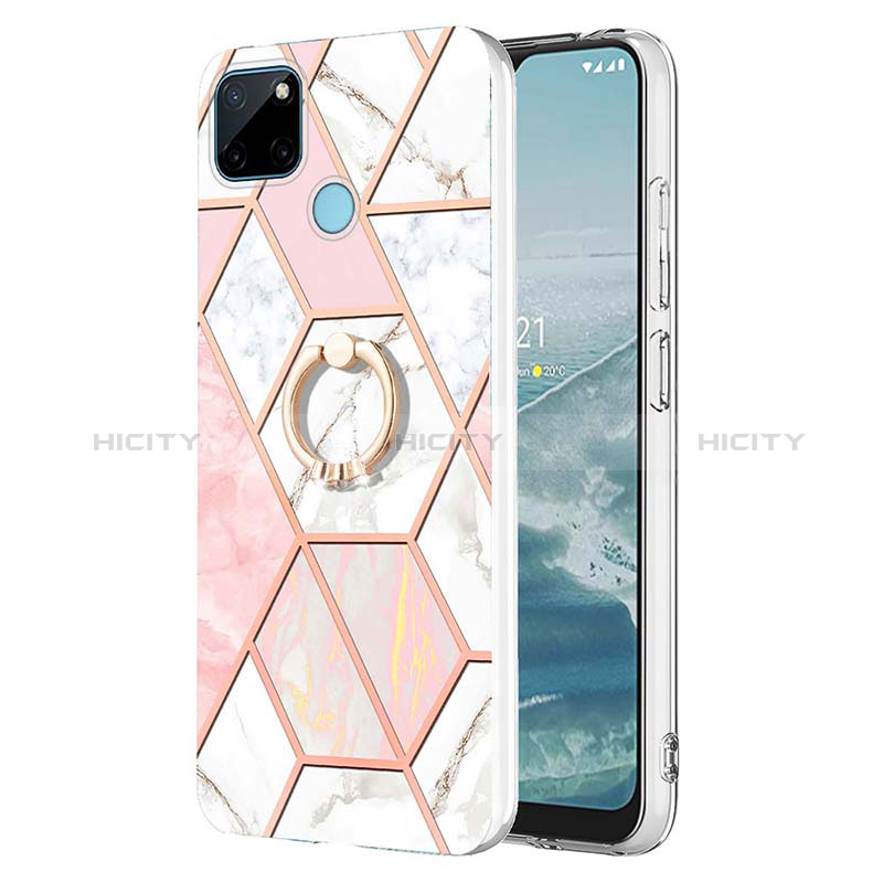 Handyhülle Silikon Hülle Gummi Schutzhülle Flexible Modisch Muster mit Fingerring Ständer Y04B für Realme C21Y