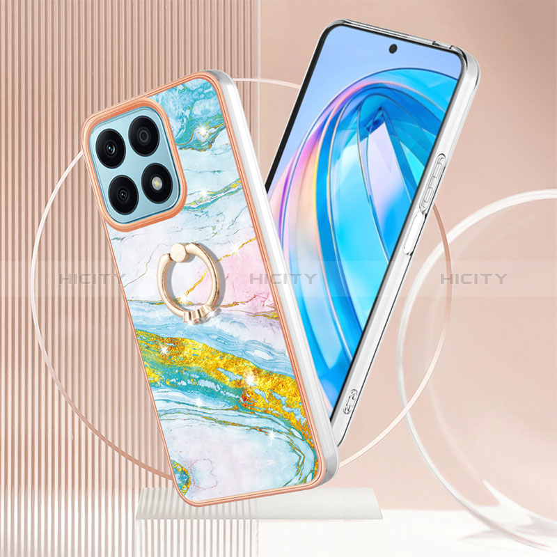 Handyhülle Silikon Hülle Gummi Schutzhülle Flexible Modisch Muster mit Fingerring Ständer Y05B für Huawei Honor X8a 4G