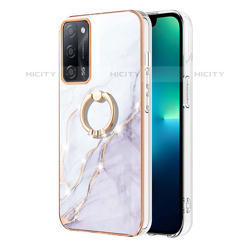 Handyhülle Silikon Hülle Gummi Schutzhülle Flexible Modisch Muster mit Fingerring Ständer Y05B für Oppo A53s 5G groß