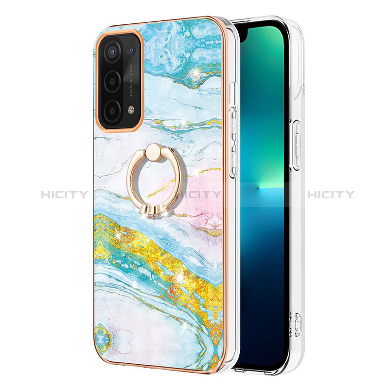 Handyhülle Silikon Hülle Gummi Schutzhülle Flexible Modisch Muster mit Fingerring Ständer Y05B für Oppo A54 5G Bunt Plus